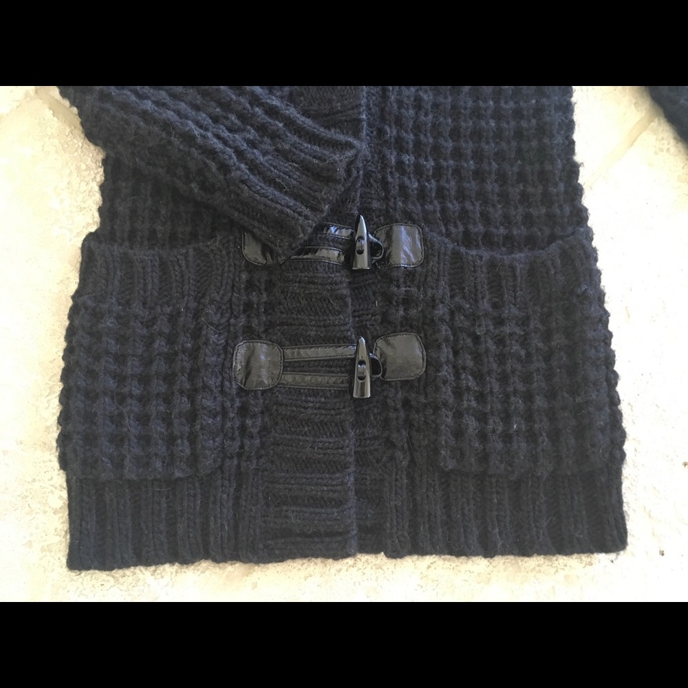 LUISA CERANO LONG BLACK WOOL CARDIGAN JACKET, SZ 4 - Picture 3 of 8
